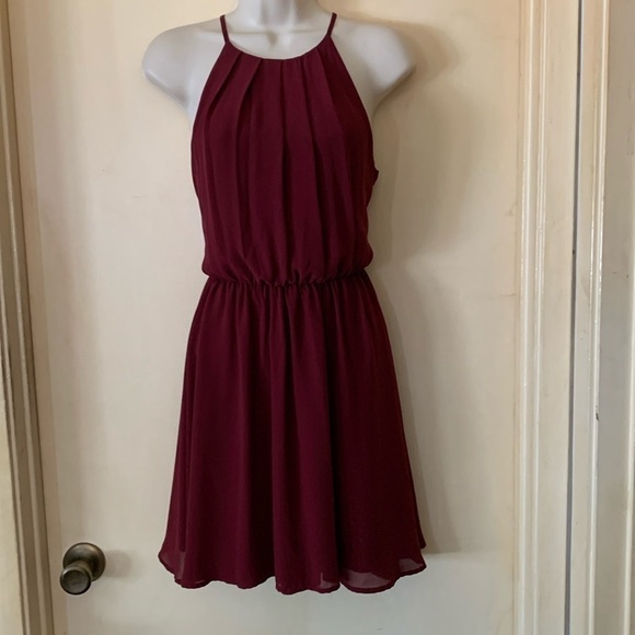 Lush Dresses & Skirts - Lush cranberry pleated party dress size S